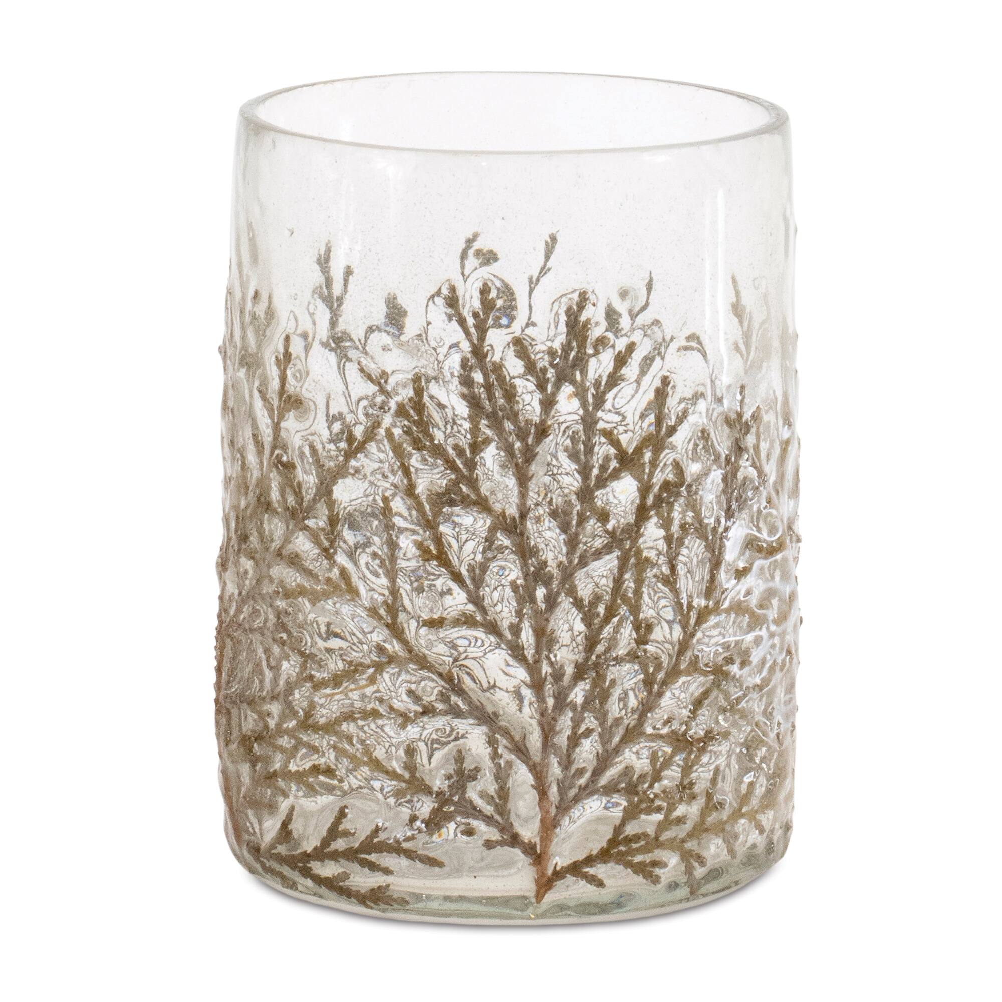 4.25" Dried Cedar Glass Candle Holders, 3ct.